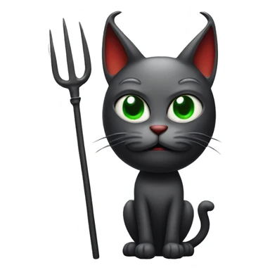 Evil cat with devil horns and a pitchfork sticker