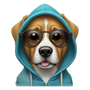 Dog wearing hoodies and sunglasses  sticker