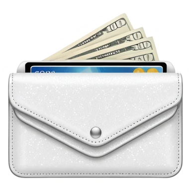 glitter white wallet with money and card sticker