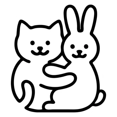 a cat and a rabbit hugging sticker
