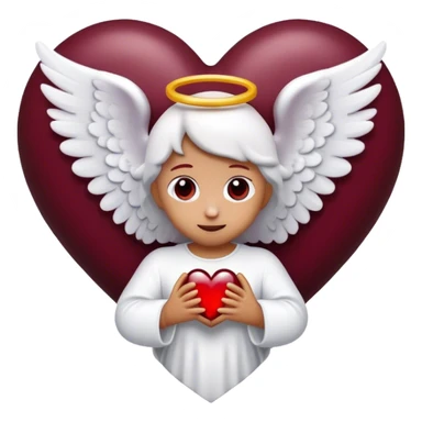 Deep maroon emoji heart with an angel inside  sticker