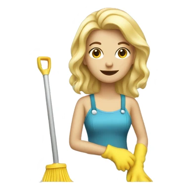 blonde woman cleaning with a mop sticker