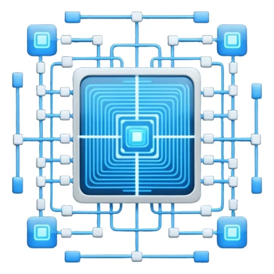 AI webflow on a computer - really complicated, sequences of squares connected to other squares, lines sticker