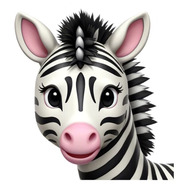 Cinematic Comical Zebra Portrait Emoji, Head tilted dramatically with an exaggeratedly amused expression, featuring a striking, glossy striped fur with bold contrasts, a refined, equine head with a long snout and alert ears, and wide, expressive eyes filled with playful disbelief, Simplified yet hilariously expressive features, highly detailed, glowing with a slightly sassy glow, high shine, dramatic yet playful, stylized with an air of cheeky savannah mischief, bright and endearing, soft glowing outline, capturing the essence of a spirited and over-the-top zebra that feels like it could prance its way into internet fame instantly! sticker