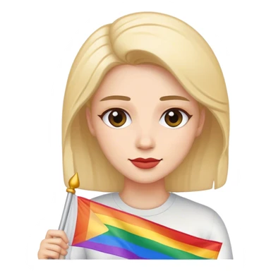 woman with lgbt flag sticker