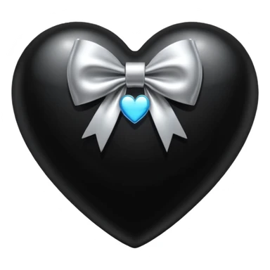 glossy black heart with a silver bow with heart pattern on the bow sticker