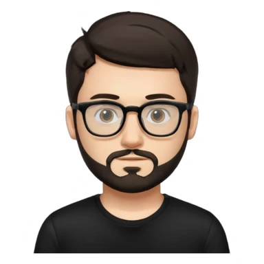 chico con gafas y barba corta moreno, piel clara camiseta negra sticker