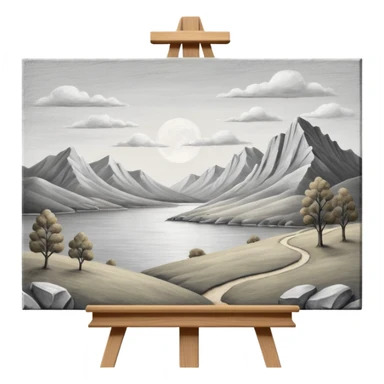 Canvas with pencil sketch,canvas on easel sticker