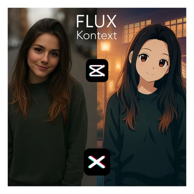 recreate this image and add logo of  text "FLUX Kontext" on top of it sticker