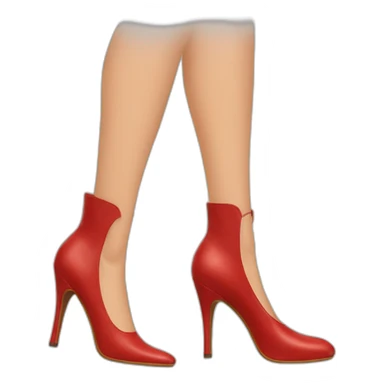 Tall red leather heels with leg sticker