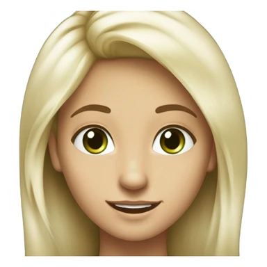 ragazza bionda con un bel viso e occhi verde scuro, capelli lunghi un po' mossi, un bel sorriso e lentiggini. ha un neo sul lato sinistro del mento sticker