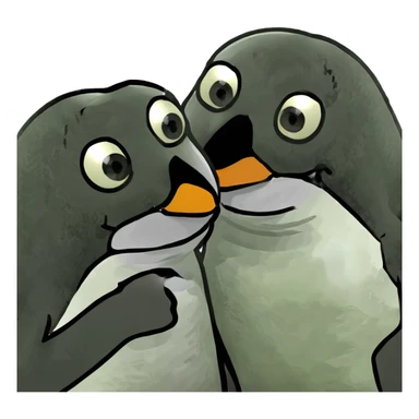 Two penguins hugging  sticker