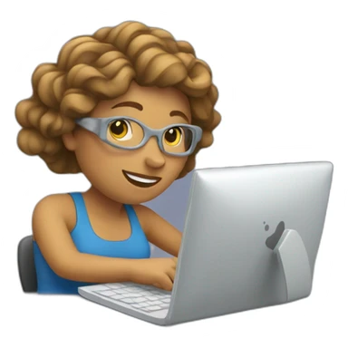 woman working on a computer with waves all around her sticker