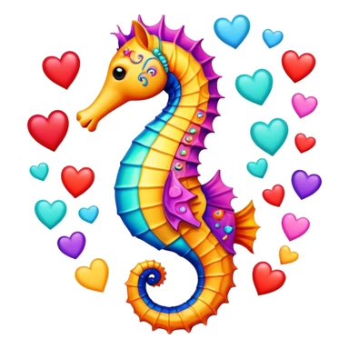 seahorse with hearts around it sticker