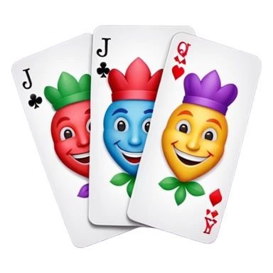 3 poker cards, with crazy colorful human jolly jokers inside, inversed face sticker