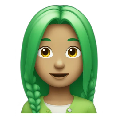 green-haired little girl with white beard sticker