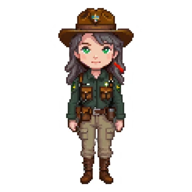 white woman park ranger with brown and gray hair sticker