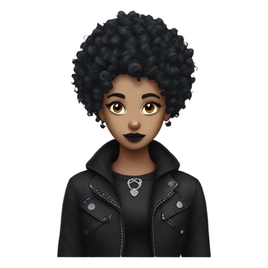 Goth girl with curly wolf cut sticker