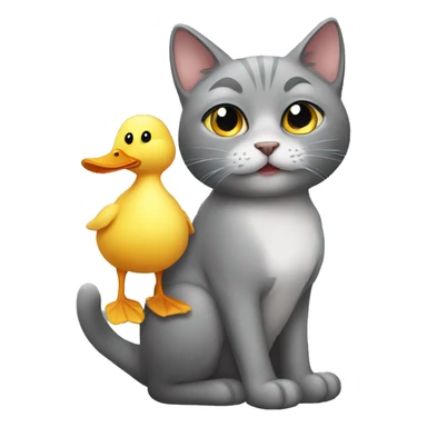 gray cat with duck  sticker