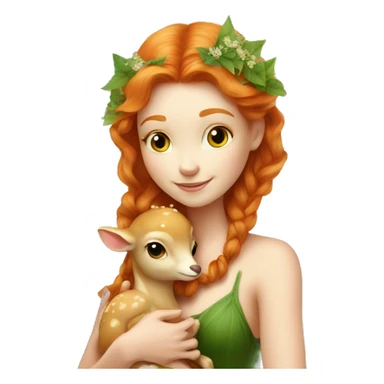 Beautiful ginger fairy with a baby fawn  sticker
