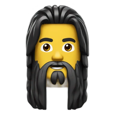 lego head with beard and long black hair sticker