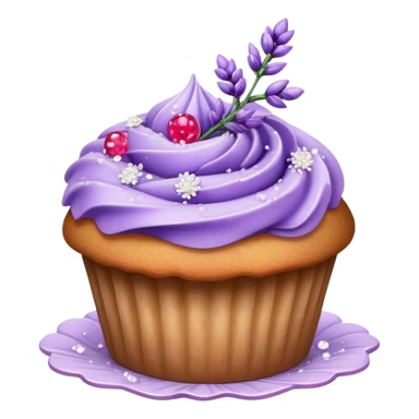 Lavender flower sprig muffin with berry and sugar crystals sticker