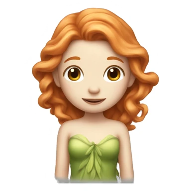 a white skin fairy, long ginger hair and wings sticker