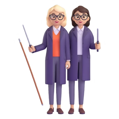 full body profesora with glasses and pointer sticker