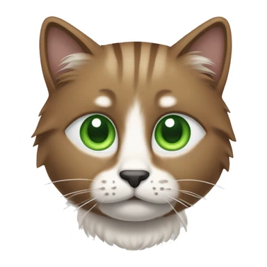 Cat with green eyes, brown fur and white fur on face sticker