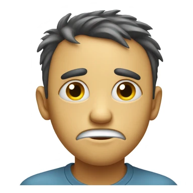 Emoji with dot eyes and straight smile and flowing sad tears sticker