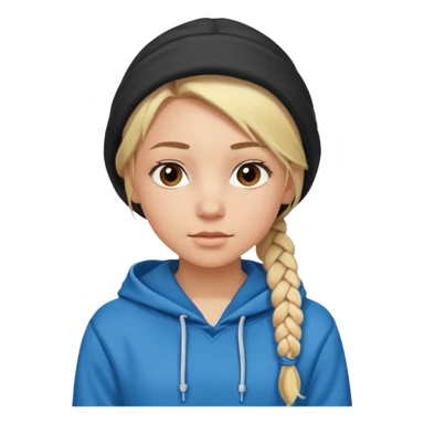 hoodie which cover her hair blonde girl with braided hair sticker
