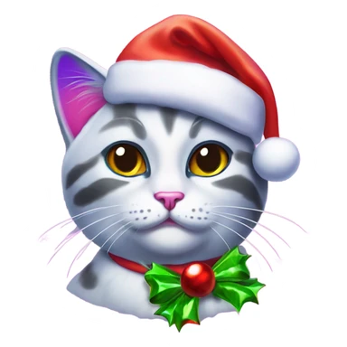 Lisa frank Christmas cat with Santa hat sticker