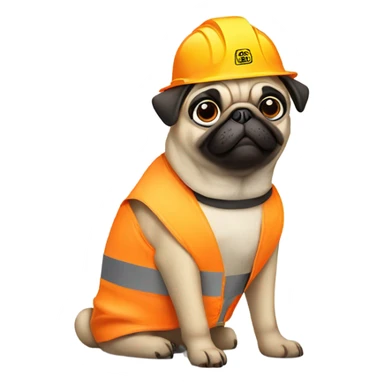Pug in construction ppe sticker