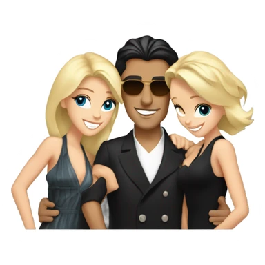 Tony Montana happy with 2 beautiful blondes with their arms around him sticker