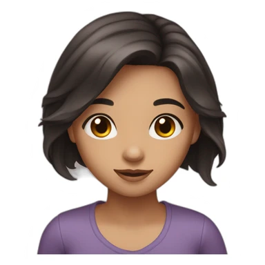 girl with dark long hair brown eyes sticker