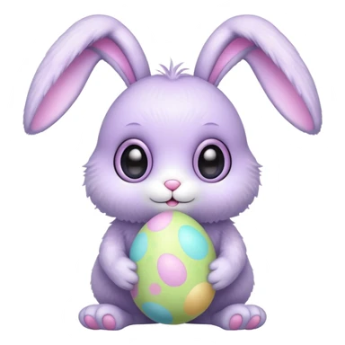 alien kawaii fluffy easter bunny  sticker