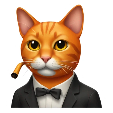 Orange and black cat smoking cigarette  sticker