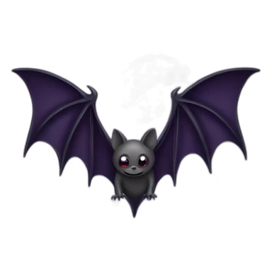 purple black vampire bat wings flying in front of large dripping grey crescent moon sticker