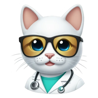 smiling doctor cat wearing black sunglasses sticker