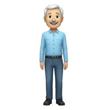 Full body : male, 70 years old. -167cm, 65kg, sky blue, black bottom" sticker