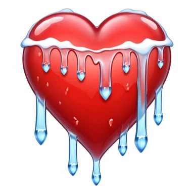 cold heart , red heart with icicles dripping on the bottom sticker