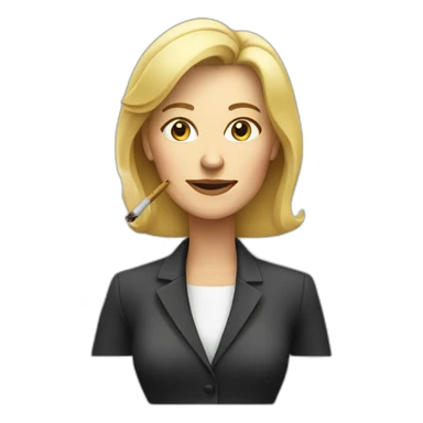 middleaged, female blond CEO smoking sticker