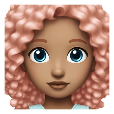 ocean blue doll eyes, brown red hair, feminine, pink, girl, angelic sticker