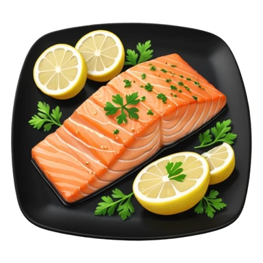 Grilled Salmon With Lemon Butter on a black plate sticker
