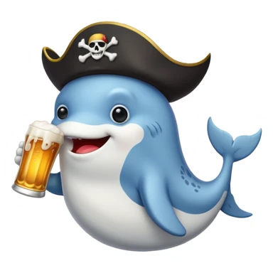 white whale with beer and a pirate patch sticker