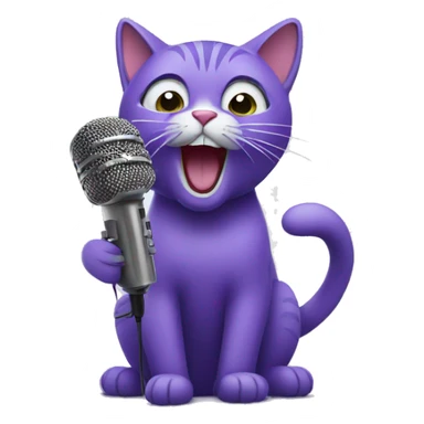 purple cat singing in microphone sticker