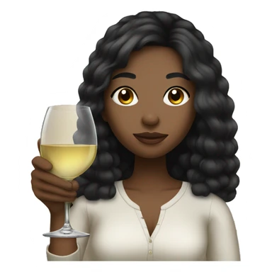 black hair, light skinned girl sipping wine sticker