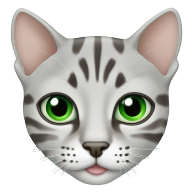 Face of bengal silver cat with Green ligth eyes sticker