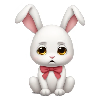 sad rabbit sad big eyes with a head bow sticker