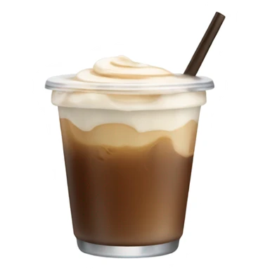 Small glass cup of iced coffee with cream just added sticker